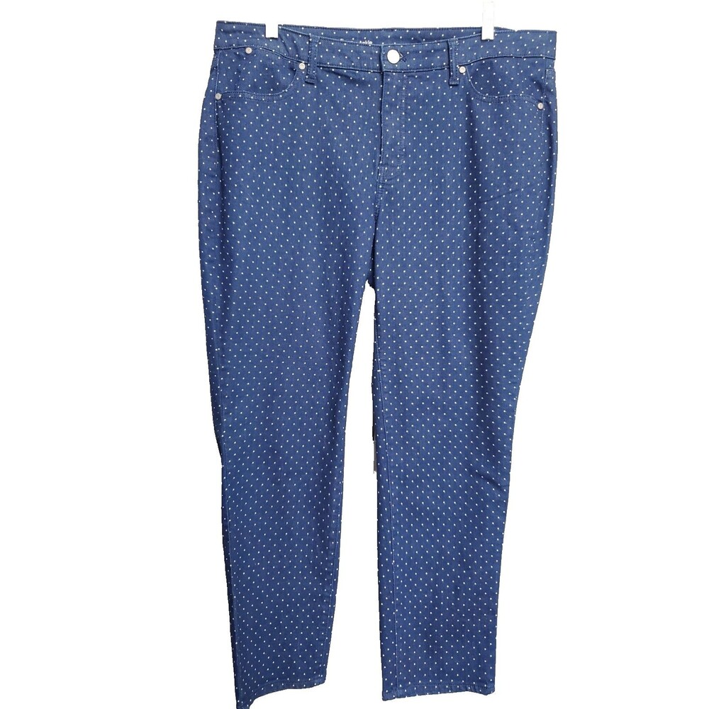 Talbots Flawless Slim Ankle Jeans Polka Dot Cotton Blend Size 16W